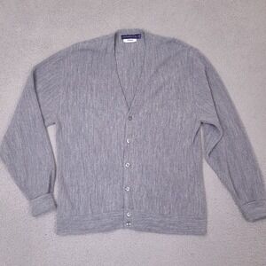 Vintage‎ Pinnacle Sweater  Cardigan Men's Large Gray Grandpa Acrylic USA Made